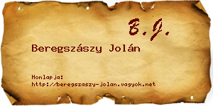 Beregszászy Jolán névjegykártya